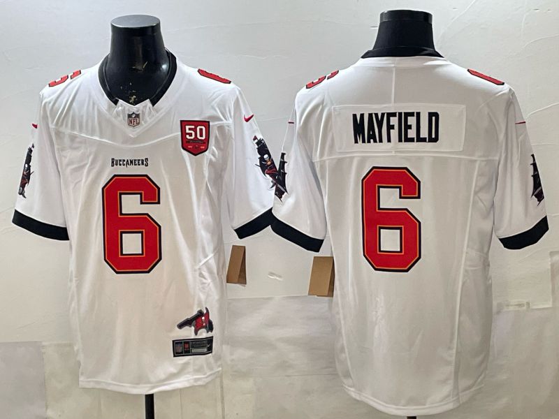 Men 2026 Nike Tampa Bay Buccaneers #6 Mayfield White 3th generation Limited NFL Jersey 02